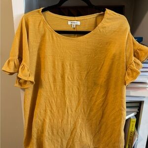 Max Studio Yellow Flutter Sleeve Ruffled Blouse